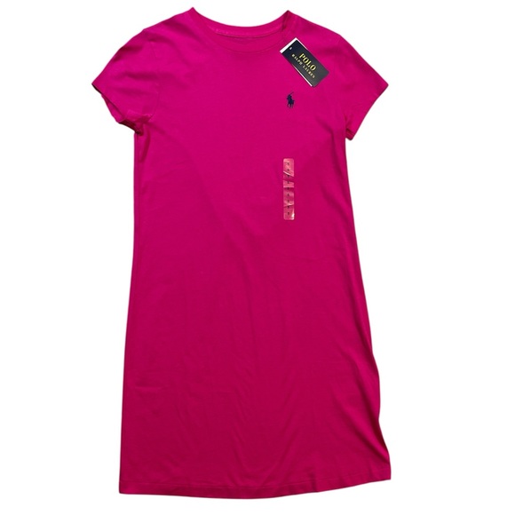 NWT Polo Ralph Lauren Hot Pink T-Shirt Dress Small 100% Cotton New Short Sleeve - Picture 1 of 11